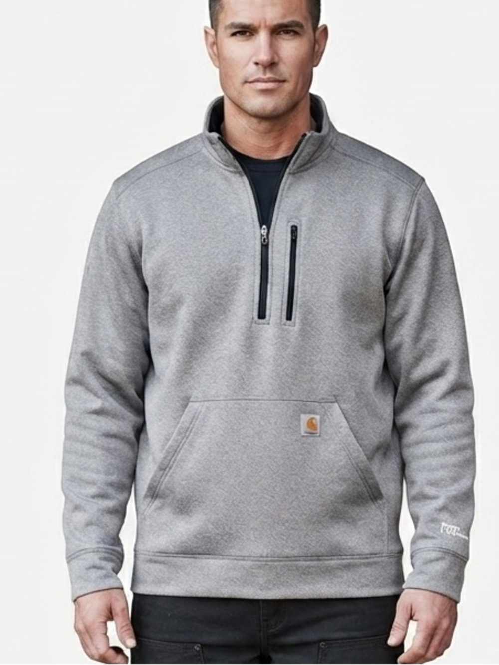 Carhartt Force Extremes Quarter Zip Sweatshirt Men's Large Gray Thermal Pullover